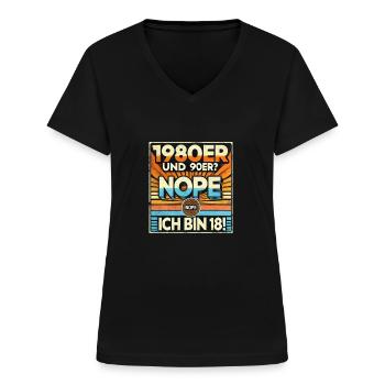 18 jahre 18. Geburtstag Endlich 18 - Frauen-T-Shirt mit V-Ausschnitt - Schwarz - Vorne - Lela (165cm)