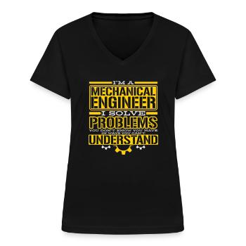 Maschinenbau lustiger Spruch Maschinenbauer Outfit - Frauen-T-Shirt mit V-Ausschnitt - Schwarz - Vorne - Lela (165cm)