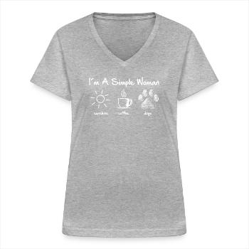 simple femme chien blanc - T-shirt col V Femme - gris chiné - Devant - Lela (165cm)