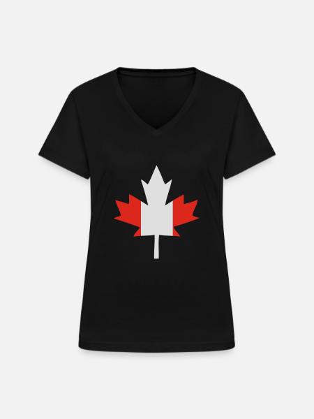 Canada - Frauen-T-Shirt mit V-Ausschnitt - Schwarz