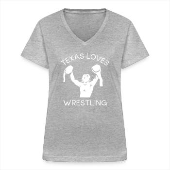 Conception de lutte au Texas pour les fiers fans du Texas - T-shirt col V Femme - gris chiné - Devant - Lela (165cm)