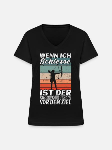 Bogenschiessen Bogensport Bogenschütze Archery - Frauen-T-Shirt mit V-Ausschnitt - Schwarz