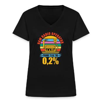 Opérateur radioamateur Signal radioamateur - T-shirt col V Femme - noir - Devant - Lela (165cm)