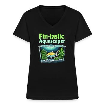 Aquascaping Enthusiast Underwater Gardening - Women's V-neck T-shirt - black - Front - Lela (165cm)