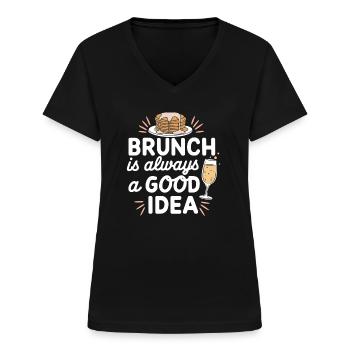 Brunch Kultur Bodenlos Mimosen Liebhaber - Frauen-T-Shirt mit V-Ausschnitt - Schwarz - Vorne - Lela (165cm)