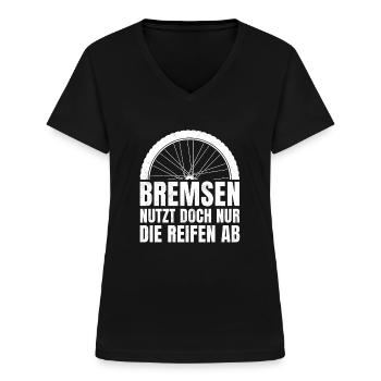 Mountainbike Downhill MTB Fahrrad Lustige Geschenk - Frauen-T-Shirt mit V-Ausschnitt - Schwarz - Vorne - Lela (165cm)