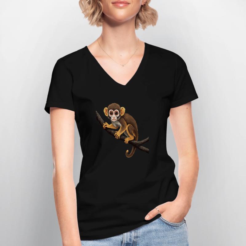 Squirrel monkey Squirrel monkey monkey monkey baby Women's V-neck T-shirt