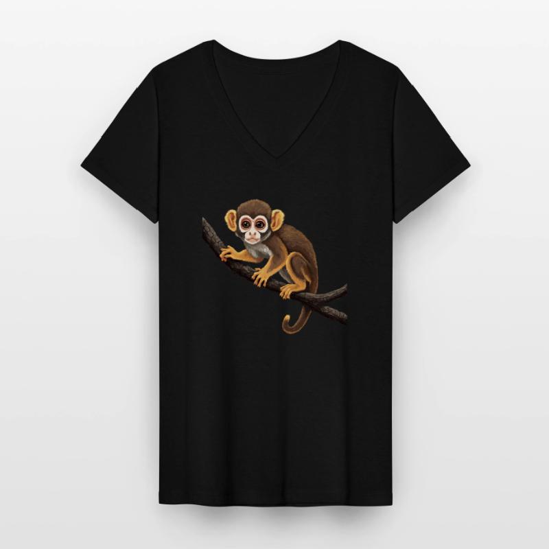 Squirrel monkey Squirrel monkey monkey monkey baby Women's V-neck T-shirt