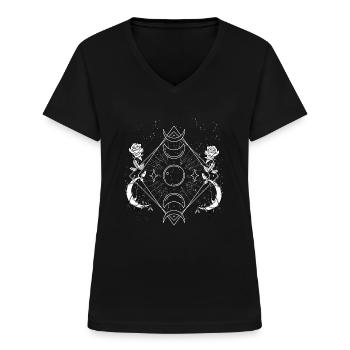 Okkult Goth Gothic Punk Grunge - Frauen-T-Shirt mit V-Ausschnitt - Schwarz - Vorne - Lela (165cm)