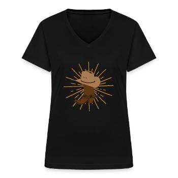 line dance - Women's V-neck T-shirt - black - Front - Lela (165cm)