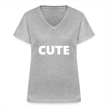 MIGNONNE - T-shirt col V Femme - gris chiné - Devant - Lela (165cm)