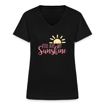 Tu es mon rayon de soleil - T-shirt col V Femme - noir - Devant - Lela (165cm)