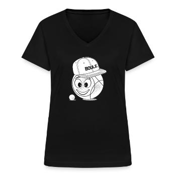 Boule Kugel Cap Petanque Schweinchen Boulekugeln - Frauen-T-Shirt mit V-Ausschnitt - Schwarz - Vorne - Lela (165cm)