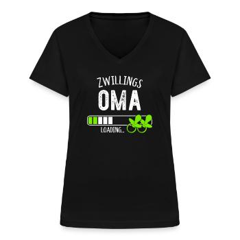 Zwillingsoma Loading Oma Großmutter Zwillinge - Frauen-T-Shirt mit V-Ausschnitt - Schwarz - Vorne - Lela (165cm)