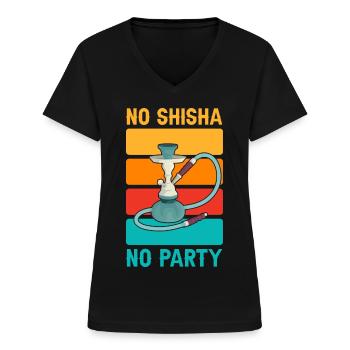 No Shisha No Party - Frauen-T-Shirt mit V-Ausschnitt - Schwarz - Vorne - Lela (165cm)