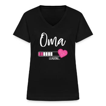 Oma Loading Herz Enkelin Mädchen Werdende Oma - Frauen-T-Shirt mit V-Ausschnitt - Schwarz - Vorne - Lela (165cm)