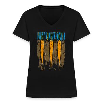 Möhren - Frauen-T-Shirt mit V-Ausschnitt - Schwarz - Vorne - Lela (165cm)