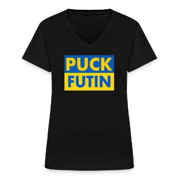Puck futin - Frauen-T-Shirt mit V-Ausschnitt - Schwarz - Vorne - Lela (165cm)