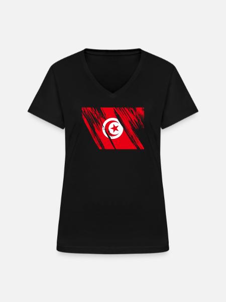 Tunesien Flagge - Frauen-T-Shirt mit V-Ausschnitt - Schwarz