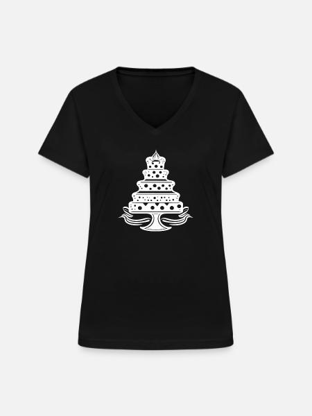 Torte, Kuchen - Frauen-T-Shirt mit V-Ausschnitt - Schwarz