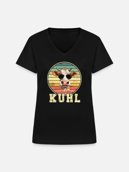 Kuh Kühe - Frauen-T-Shirt mit V-Ausschnitt - Schwarz