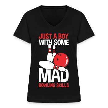 Garçon melon - T-shirt col V Femme - noir - Devant - Lela (165cm)