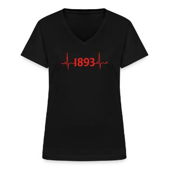 Stuttgart 1893 Herzschlag Puls Liebe - Frauen-T-Shirt mit V-Ausschnitt - Schwarz - Vorne - Lela (165cm)