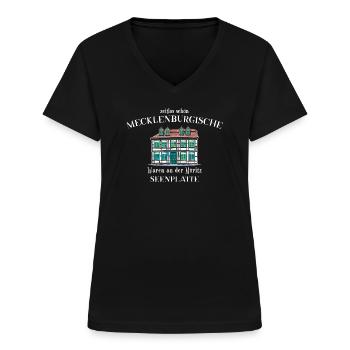 Mecklenburgische Seenplatte, Waren an der Müritz - Frauen-T-Shirt mit V-Ausschnitt - Schwarz - Vorne - Lela (165cm)