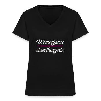 Wechseljahre einer Bürgerin - Frauen-T-Shirt mit V-Ausschnitt - Schwarz - Vorne - Lela (165cm)