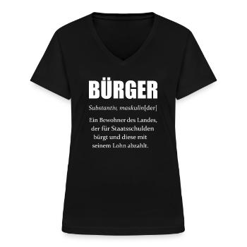 Bürger Definition Staatsschulden Wörterbuch - Frauen-T-Shirt mit V-Ausschnitt - Schwarz - Vorne - Lela (165cm)