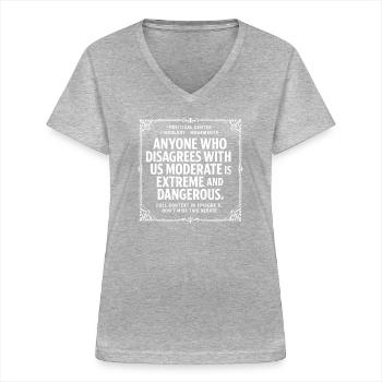 Political tension - Women's V-neck T-shirt - sports grey - Front - Lela (165cm)