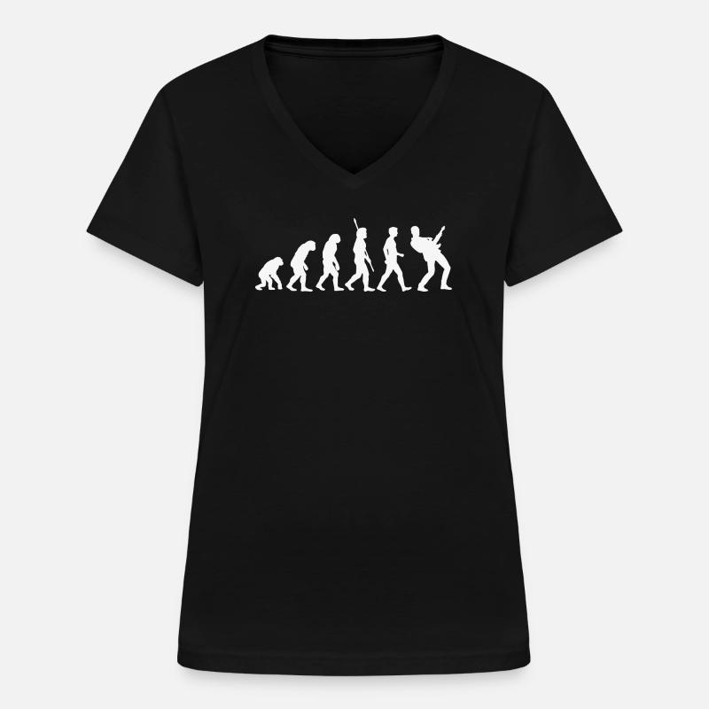Evolution Music Rock basguitarist Guitar - T-shirt med V-hals til damer - sort