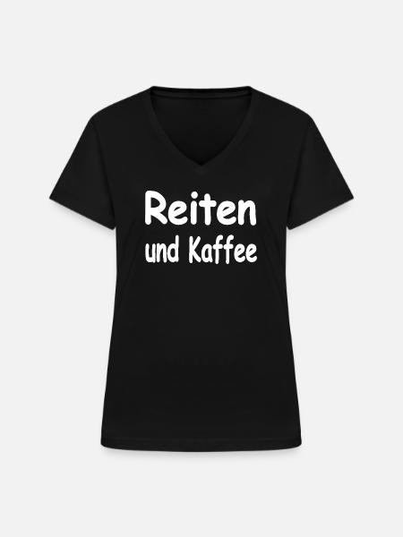 Reiten - Frauen-T-Shirt mit V-Ausschnitt - Schwarz