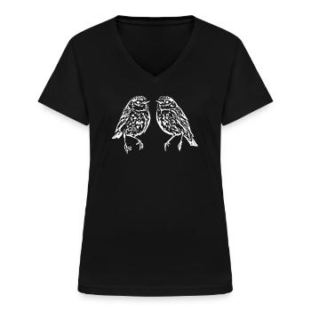 weiße Vögel Vogel weiß Geschenk Ornithologen - Frauen-T-Shirt mit V-Ausschnitt - Schwarz - Vorne - Lela (165cm)
