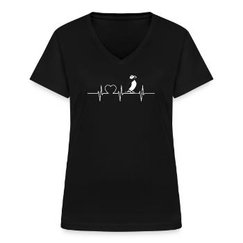 Puffin Papageientaucher - Frauen-T-Shirt mit V-Ausschnitt - Schwarz - Vorne - Lela (165cm)