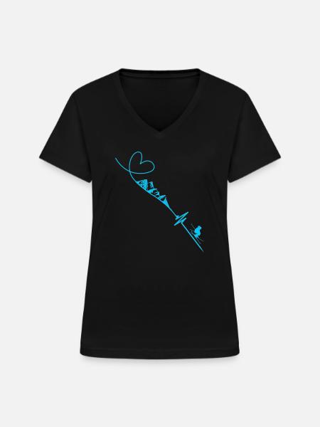 Skifahrer - Frauen-T-Shirt mit V-Ausschnitt - Schwarz