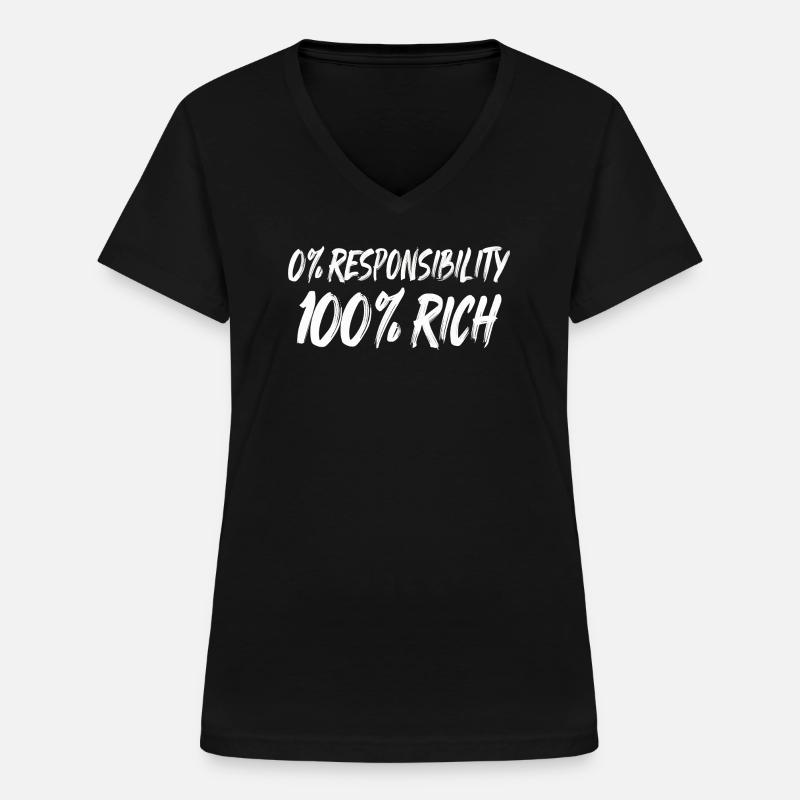 0% Responsibility 100% Wealth - Women's V-neck T-shirt - black