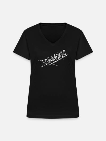 Rudermannschaft Skizze - Frauen-T-Shirt mit V-Ausschnitt - Schwarz