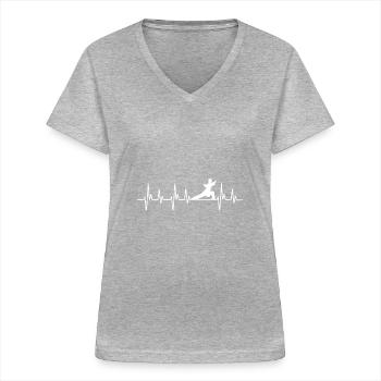 Chemise Taekwondo Chemise Teakwondo Judo Karaté - T-shirt col V Femme - gris chiné - Devant - Lela (165cm)