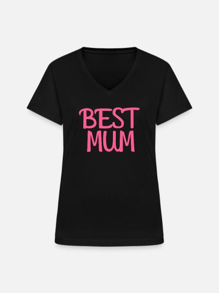 Best Mum. - Frauen-T-Shirt mit V-Ausschnitt - Schwarz