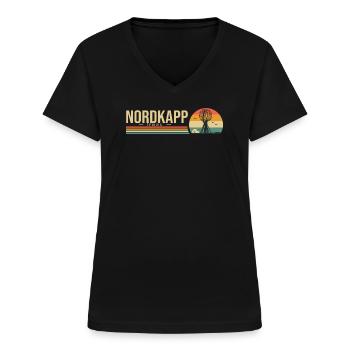 Nordkapp Nordkap Norwegen Roadtrip Geschenk - Frauen-T-Shirt mit V-Ausschnitt - Schwarz - Vorne - Lela (165cm)