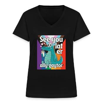 A plus tard allié gaytor jeu de mots - T-shirt col V Femme - noir - Devant - Lela (165cm)
