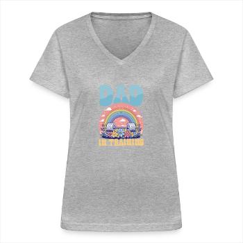 Zukünftiger Papa Papa in Ausbildung - Frauen-T-Shirt mit V-Ausschnitt - Grau meliert - Vorne - Lela (165cm)