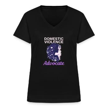 Häusliche Gewalt Anwalt für häusliche Gewalt - Frauen-T-Shirt mit V-Ausschnitt - Schwarz - Vorne - Lela (165cm)