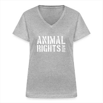 ANIMAL RIGHTS NOW - Women's V-neck T-shirt - sports grey - Front - Lela (165cm)