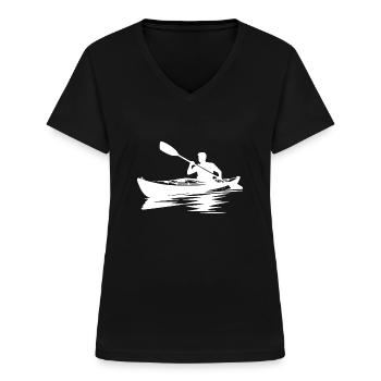 Wassersport Kayak Boot für große Kayaktouren - Frauen-T-Shirt mit V-Ausschnitt - Schwarz - Vorne - Lela (165cm)