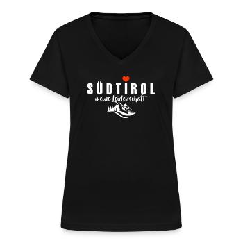 Südtirol Meine Leidenschaft Dolomiten Berge - Frauen-T-Shirt mit V-Ausschnitt - Schwarz - Vorne - Lela (165cm)