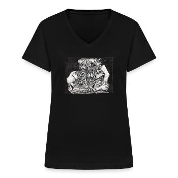 Dans la poignée - T-shirt col V Femme - noir - Devant - Lela (165cm)