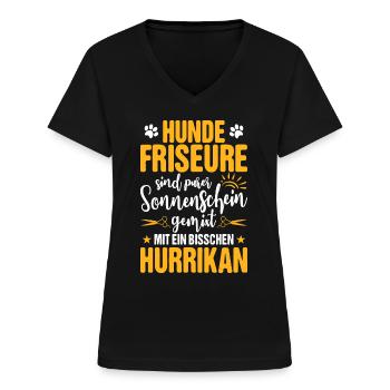 Hundefriseur Hundefriseurin Hundefrisör Hunde Hund - Frauen-T-Shirt mit V-Ausschnitt - Schwarz - Vorne - Lela (165cm)
