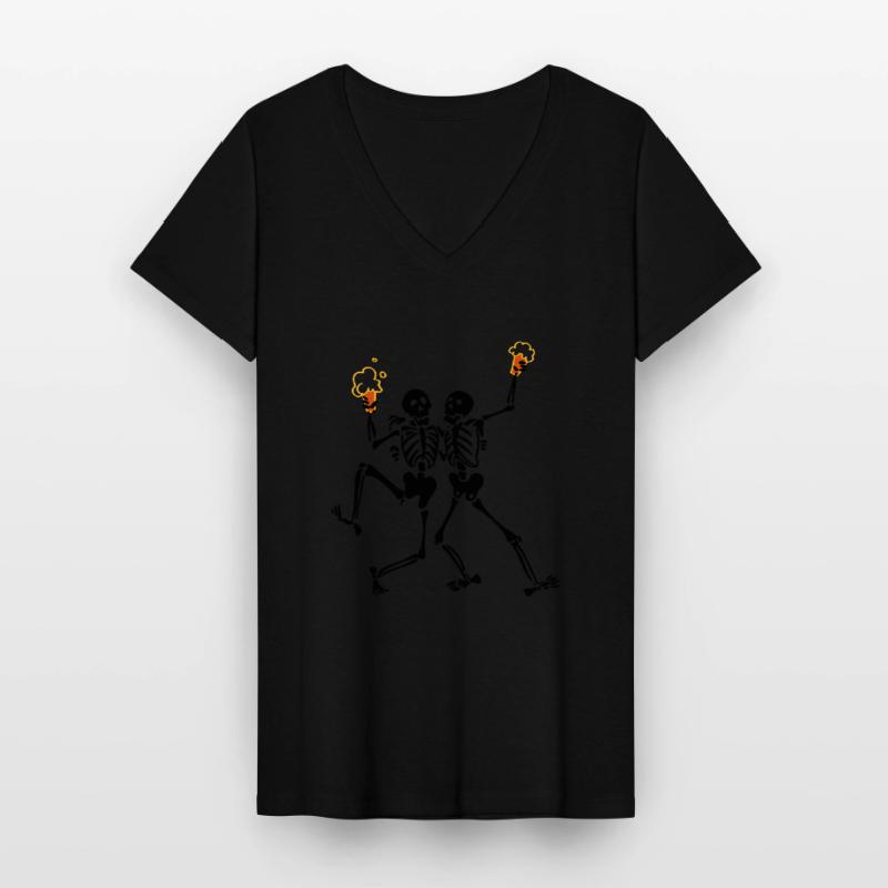 Skelette tun java Frauen-T-Shirt mit V-Ausschnitt